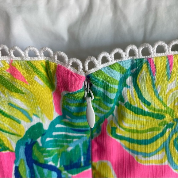 Lily Pulitzer Painted Palms Print Dress with Crochet Overlay Mini Dress - Picture 6 of 9